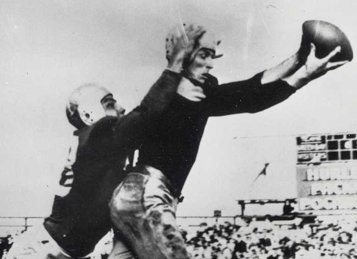 Hutson, in full stretch.